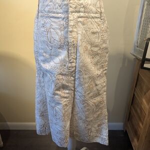 Eddie Bauer Cream Floral Midi Skirt